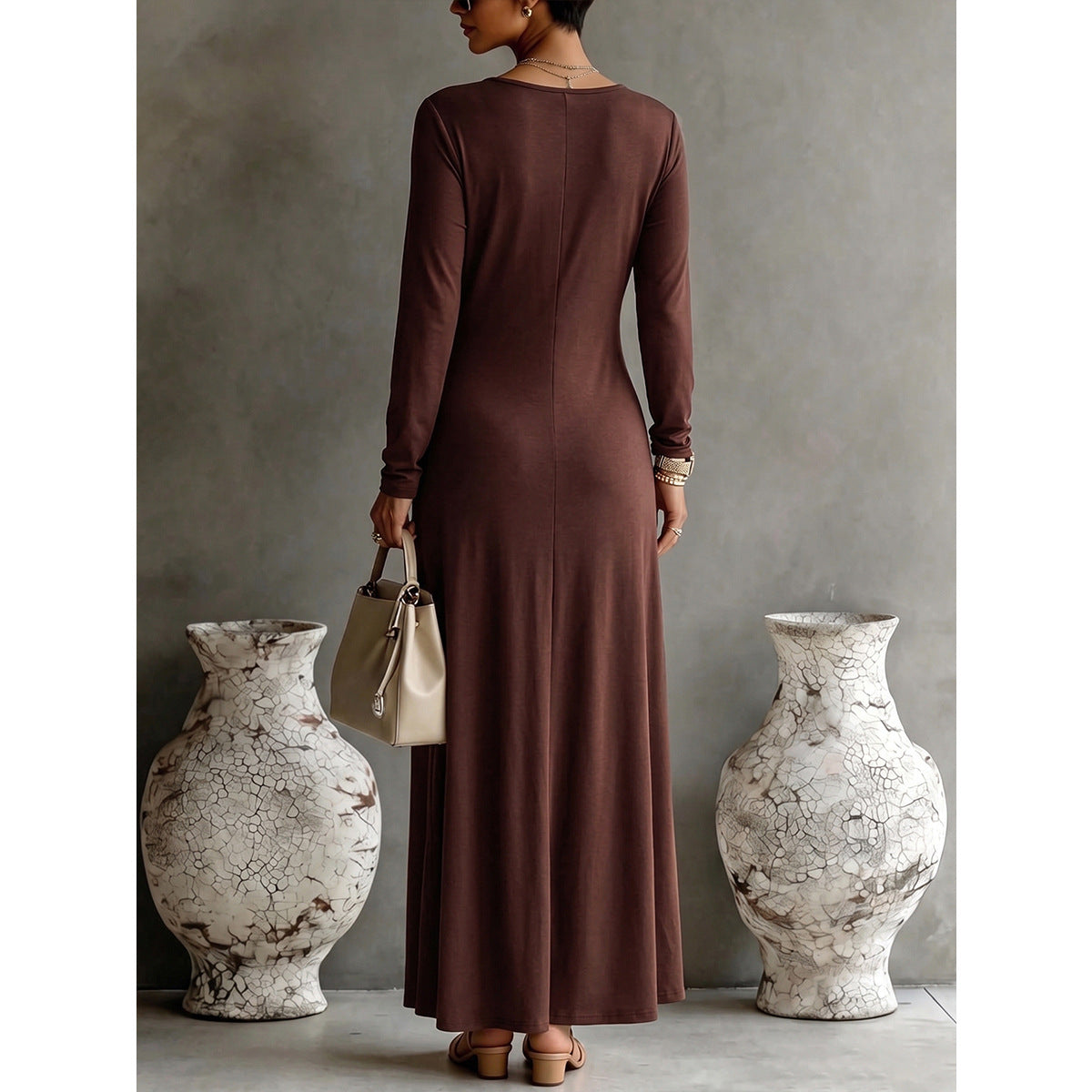 Vestido formal ajustado de manga larga en tallas grandes