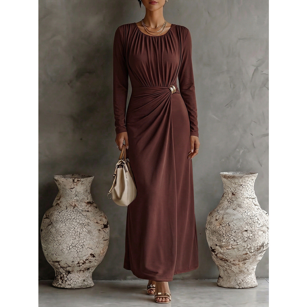 Vestido formal ajustado de manga larga en tallas grandes